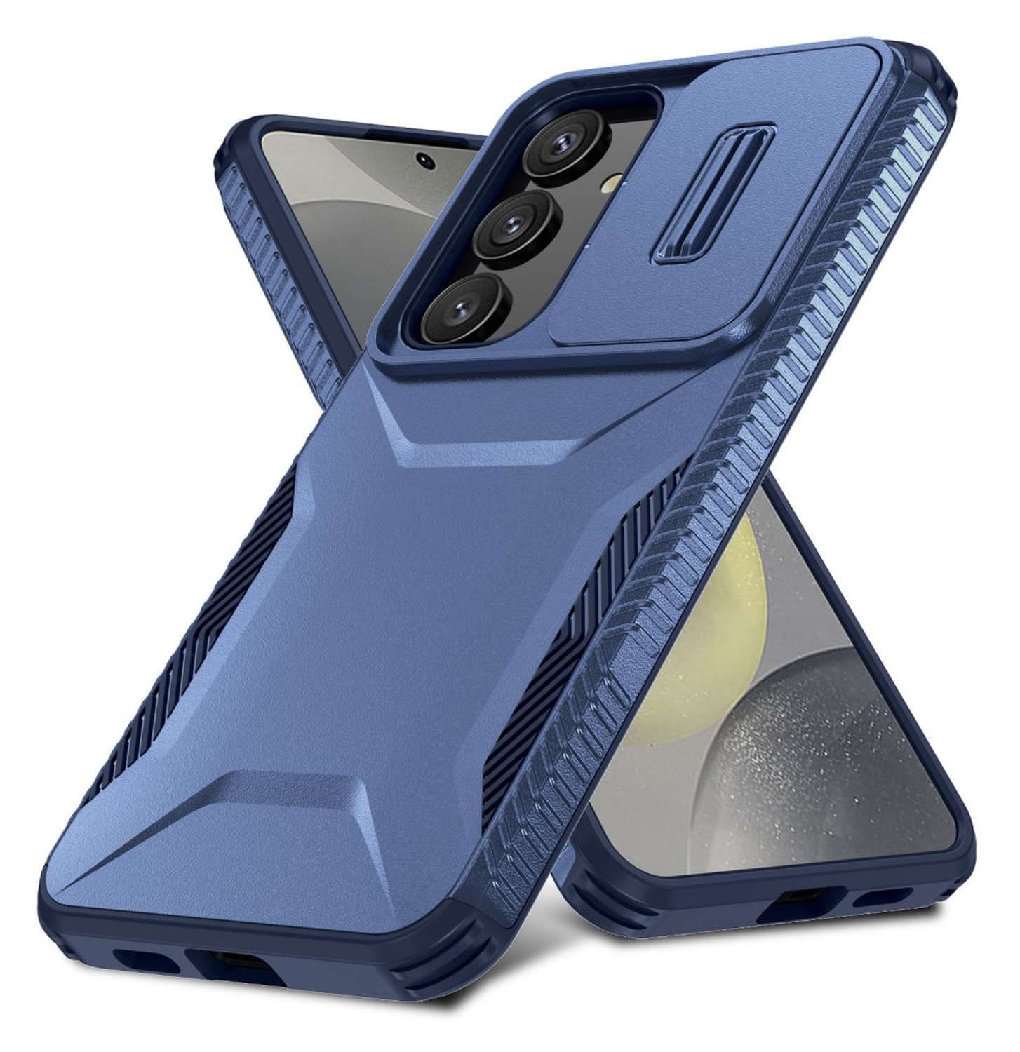 Samsung Galaxy S25 / S24 Hoesje Camera Slider Back Cover Schokbestendig Blauw afbeelding 2