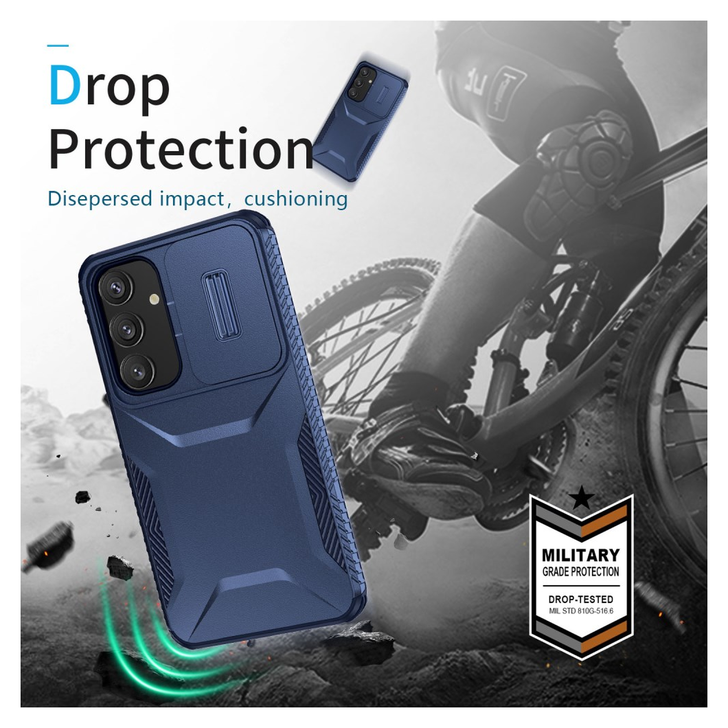 Samsung Galaxy S25 / S24 Hoesje Camera Slider Back Cover Schokbestendig Blauw afbeelding 5