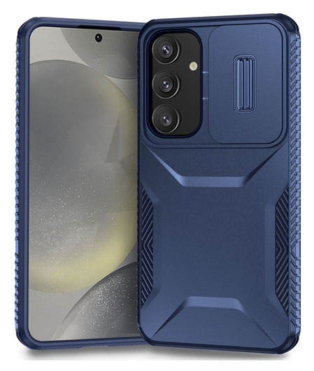 Samsung Galaxy S25 / S24 Hoesje Camera Slider Back Cover Schokbestendig Blauw afbeelding 1