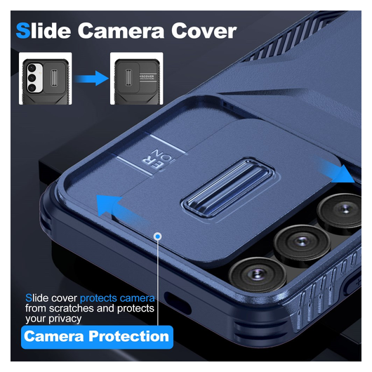Samsung Galaxy S25 / S24 Hoesje Camera Slider Back Cover Schokbestendig Blauw afbeelding 4