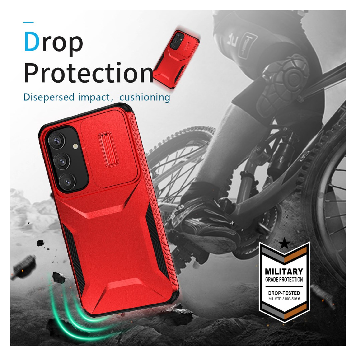 Samsung Galaxy S25 / S24 Hoesje Camera Slider Back Cover Schokbestendig Rood afbeelding 5