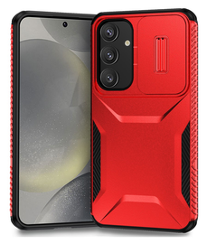 Samsung Galaxy S25 / S24 Hoesje Camera Slider Back Cover Schokbestendig Rood afbeelding