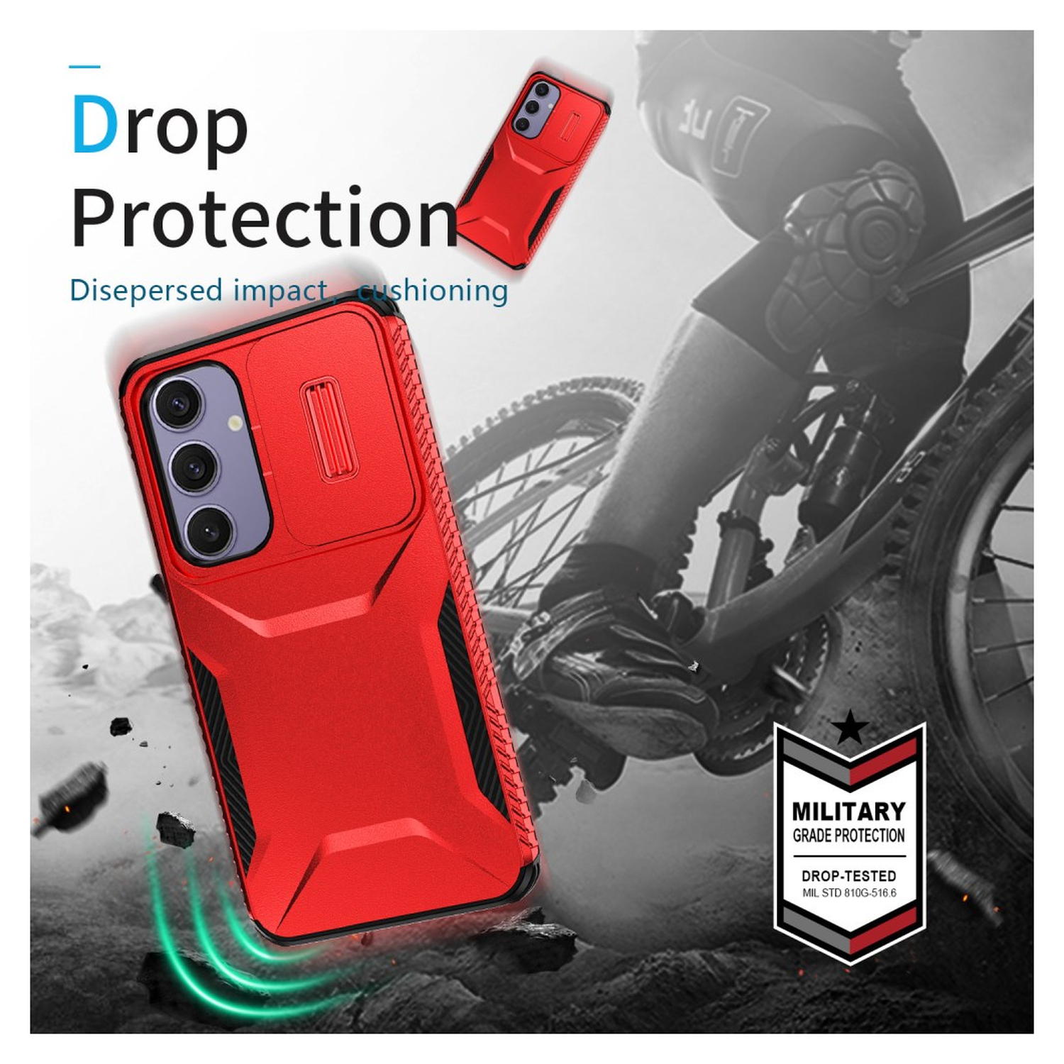 Samsung Galaxy S24 FE Hoesje Camera Slider Back Cover Schokbestendig Rood afbeelding 8