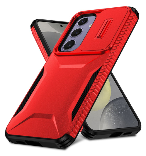 Samsung Galaxy S24 FE Hoesje Camera Slider Back Cover Schokbestendig Rood afbeelding 2