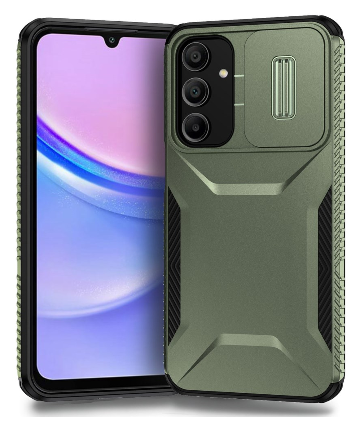 Samsung Galaxy A16 Hoesje Camera Slider Back Cover Schokbestendig Groen afbeelding 1