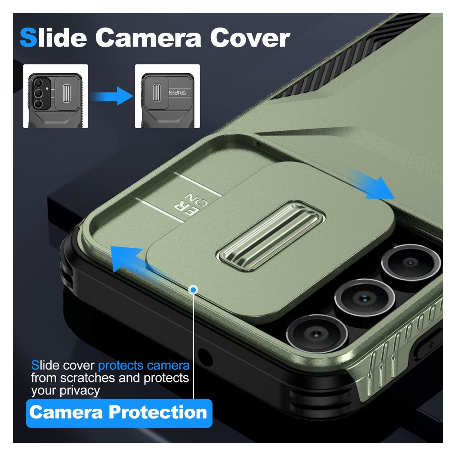 Samsung Galaxy A16 Hoesje Camera Slider Back Cover Schokbestendig Groen afbeelding 7