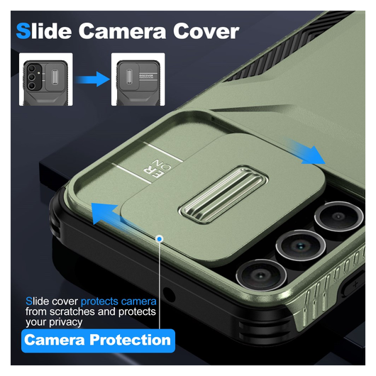 Samsung Galaxy A16 Hoesje Camera Slider Back Cover Schokbestendig Groen afbeelding 7