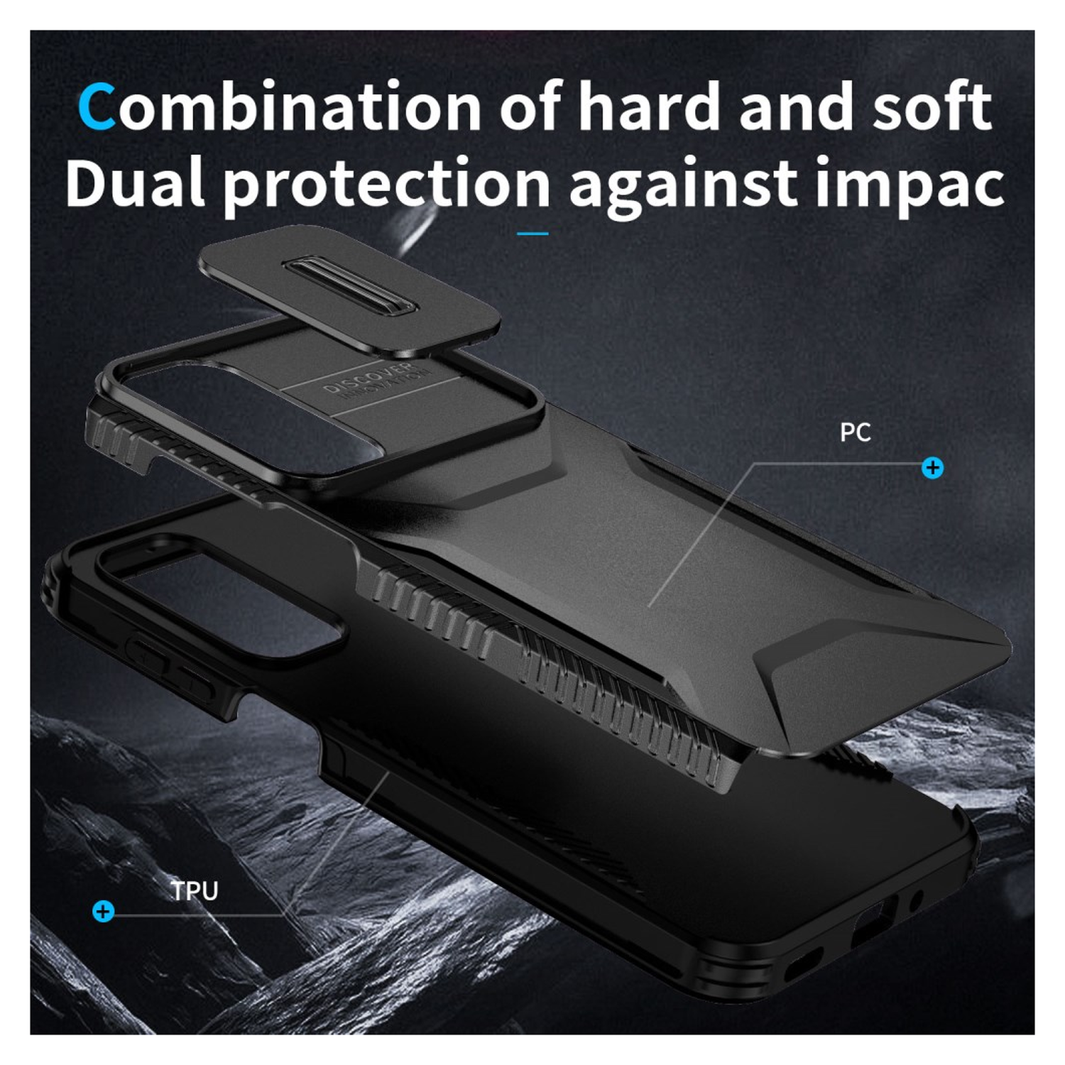 Samsung Galaxy A16 Hoesje Camera Slider Back Cover Schokbestendig Zwart afbeelding 7