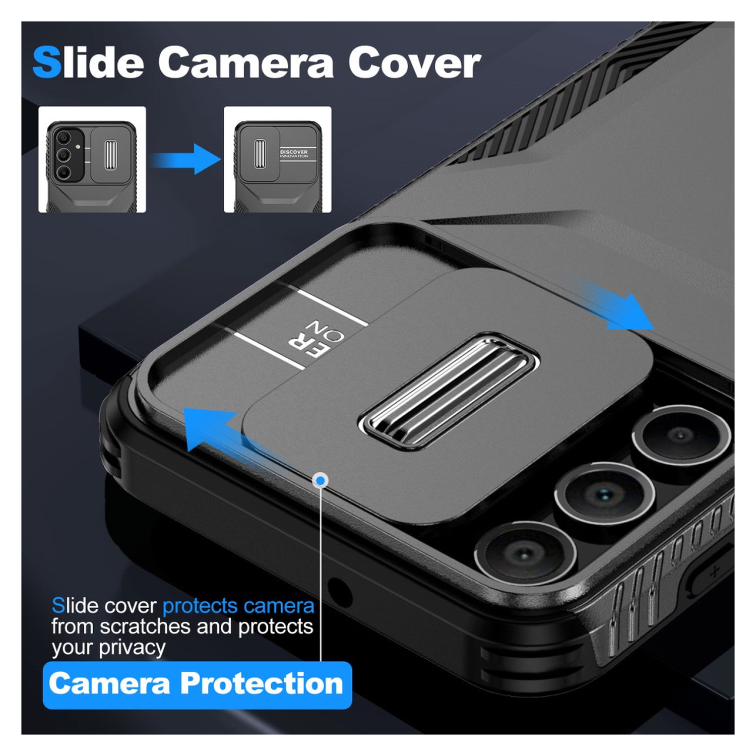 Samsung Galaxy A16 Hoesje Camera Slider Back Cover Schokbestendig Zwart afbeelding 4