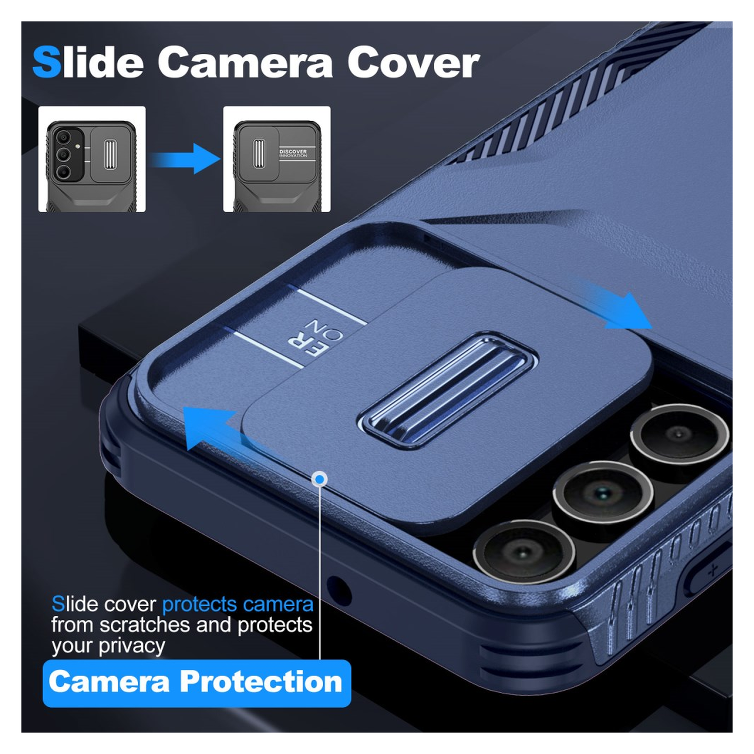 Samsung Galaxy A16 Hoesje Camera Slider Back Cover Schokbestendig Blauw afbeelding 3