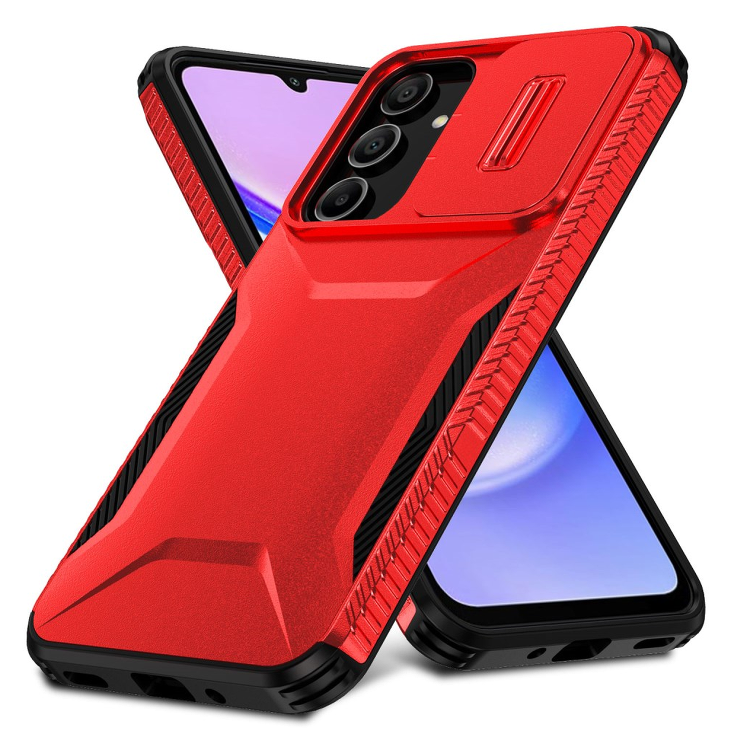 Samsung Galaxy A16 Hoesje Camera Slider Back Cover Schokbestendig Rood afbeelding 2