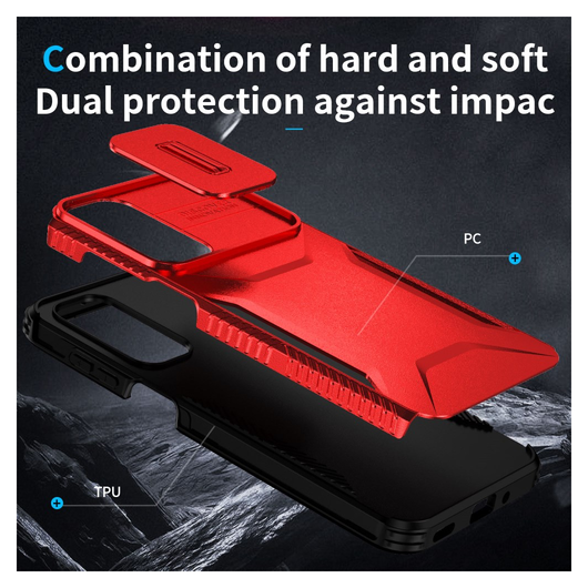 Samsung Galaxy A16 Hoesje Camera Slider Back Cover Schokbestendig Rood afbeelding 10
