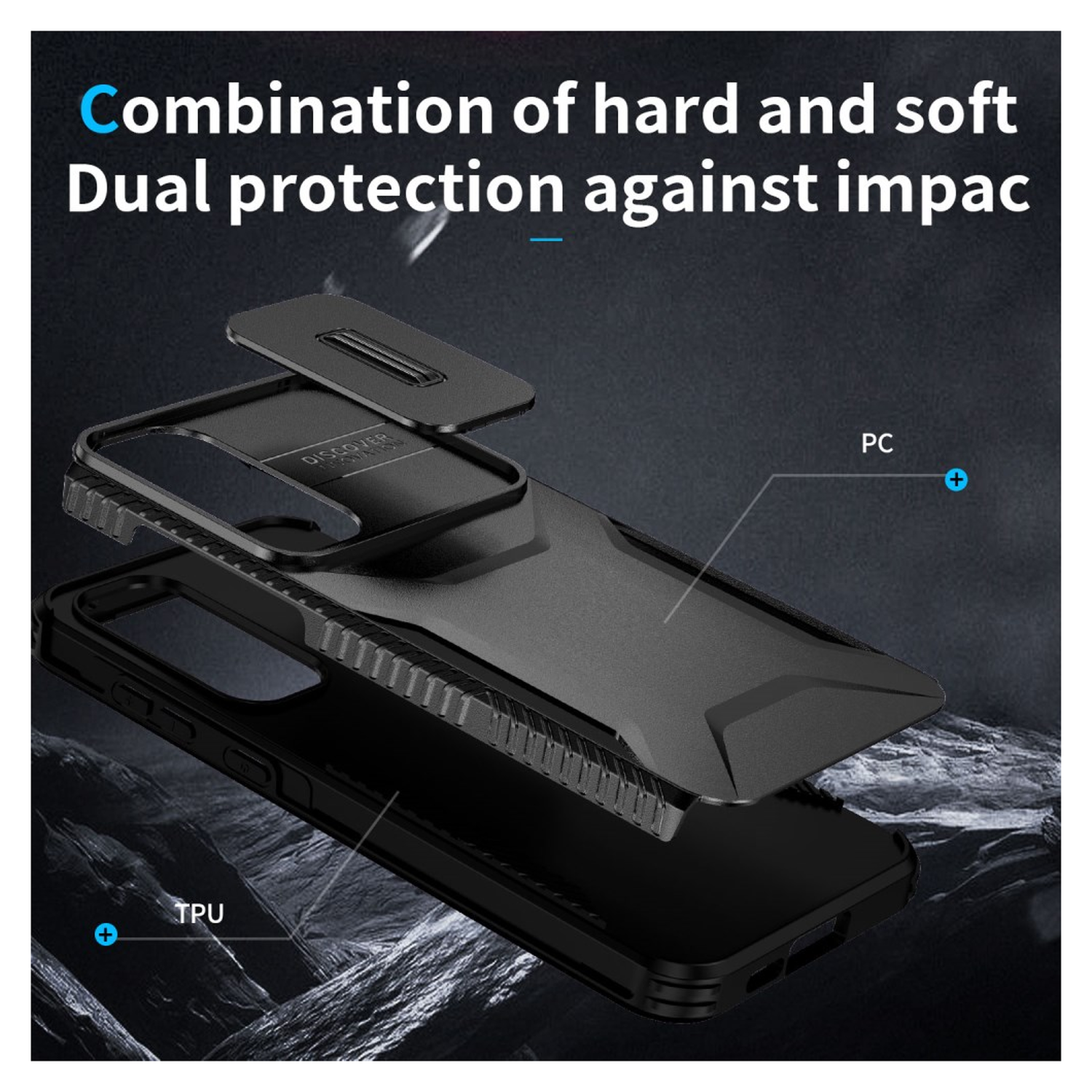 Samsung Galaxy A55 Hoesje Camera Slider Back Cover Schokbestendig Zwart afbeelding 9