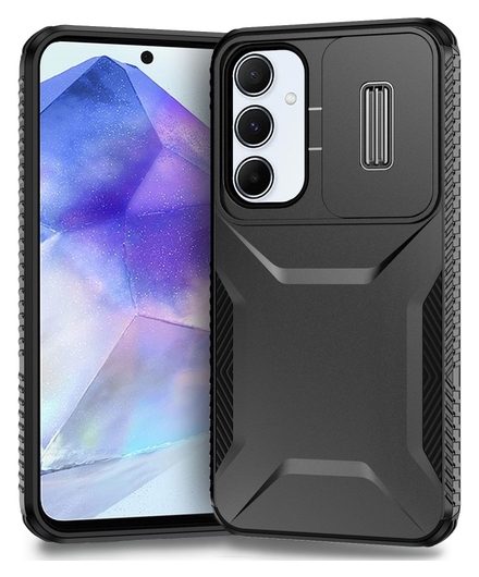 Samsung Galaxy A55 Hoesje Camera Slider Back Cover Schokbestendig Zwart afbeelding 1
