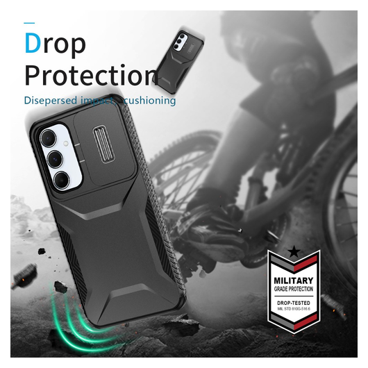 Samsung Galaxy A55 Hoesje Camera Slider Back Cover Schokbestendig Zwart afbeelding 5