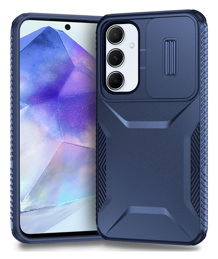 Samsung Galaxy A55 Hoesje Camera Slider Back Cover Schokbestendig Blauw afbeelding 1