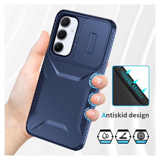 Samsung Galaxy A55 Hoesje Camera Slider Back Cover Schokbestendig Blauw afbeelding 10