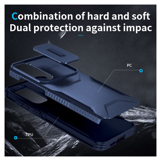 Samsung Galaxy A55 Hoesje Camera Slider Back Cover Schokbestendig Blauw afbeelding 8