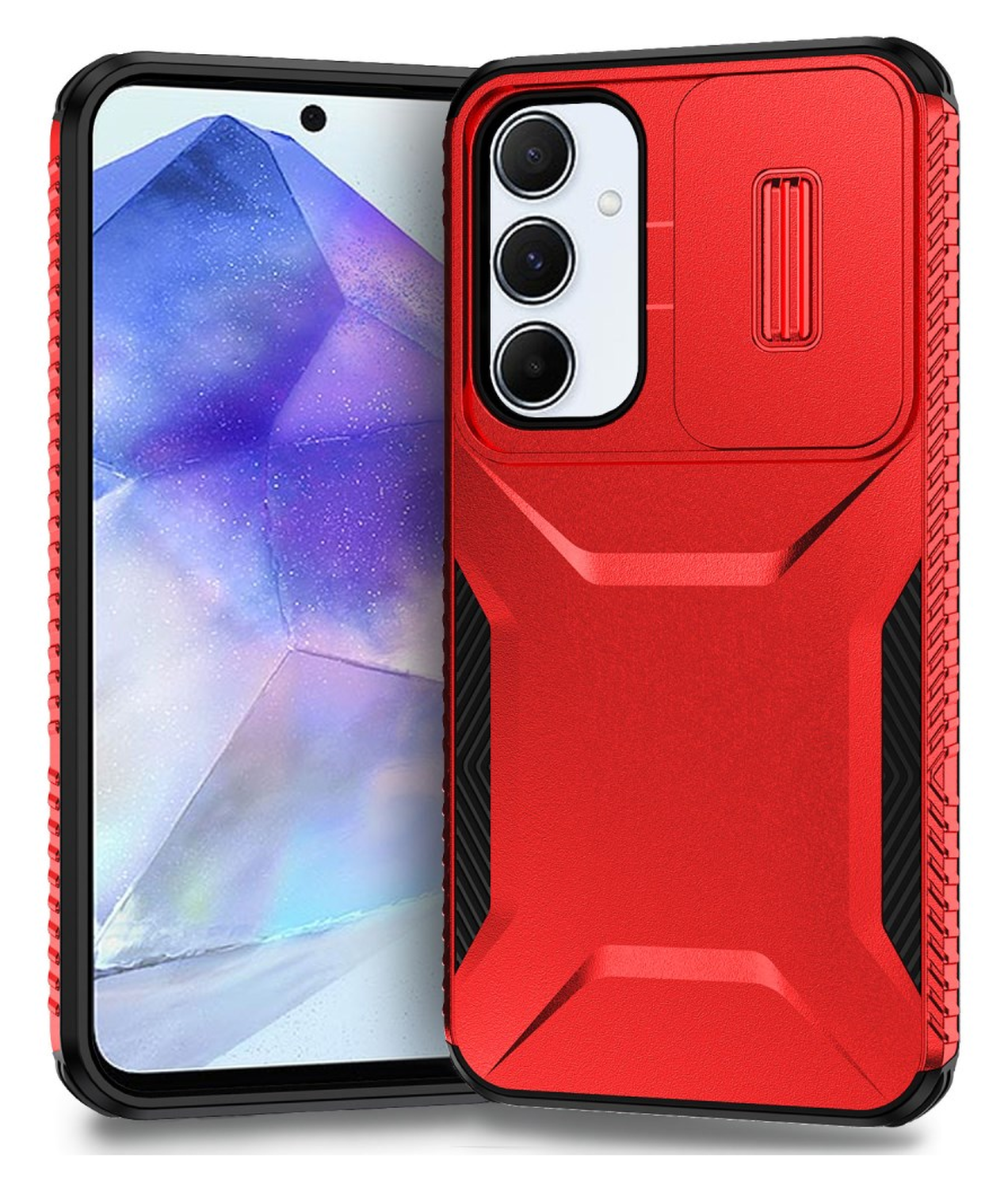 Samsung Galaxy A55 Hoesje Camera Slider Back Cover Schokbestendig Rood afbeelding 1
