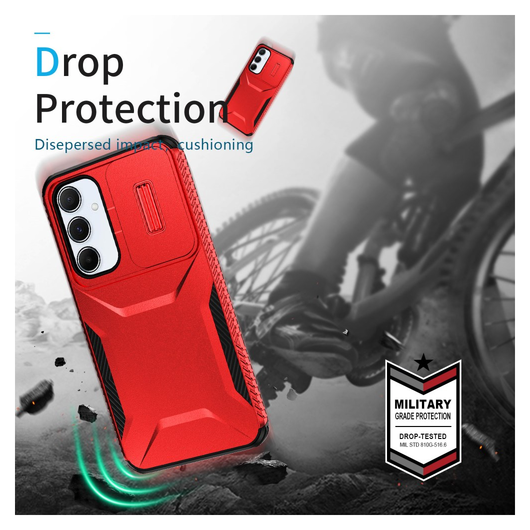 Samsung Galaxy A55 Hoesje Camera Slider Back Cover Schokbestendig Rood afbeelding 5