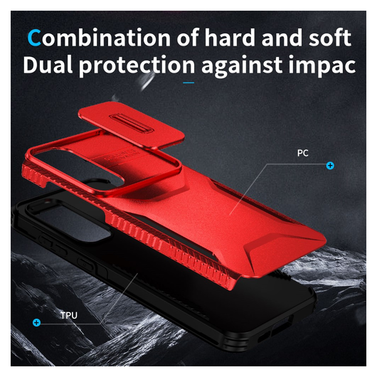 Samsung Galaxy A55 Hoesje Camera Slider Back Cover Schokbestendig Rood afbeelding 9