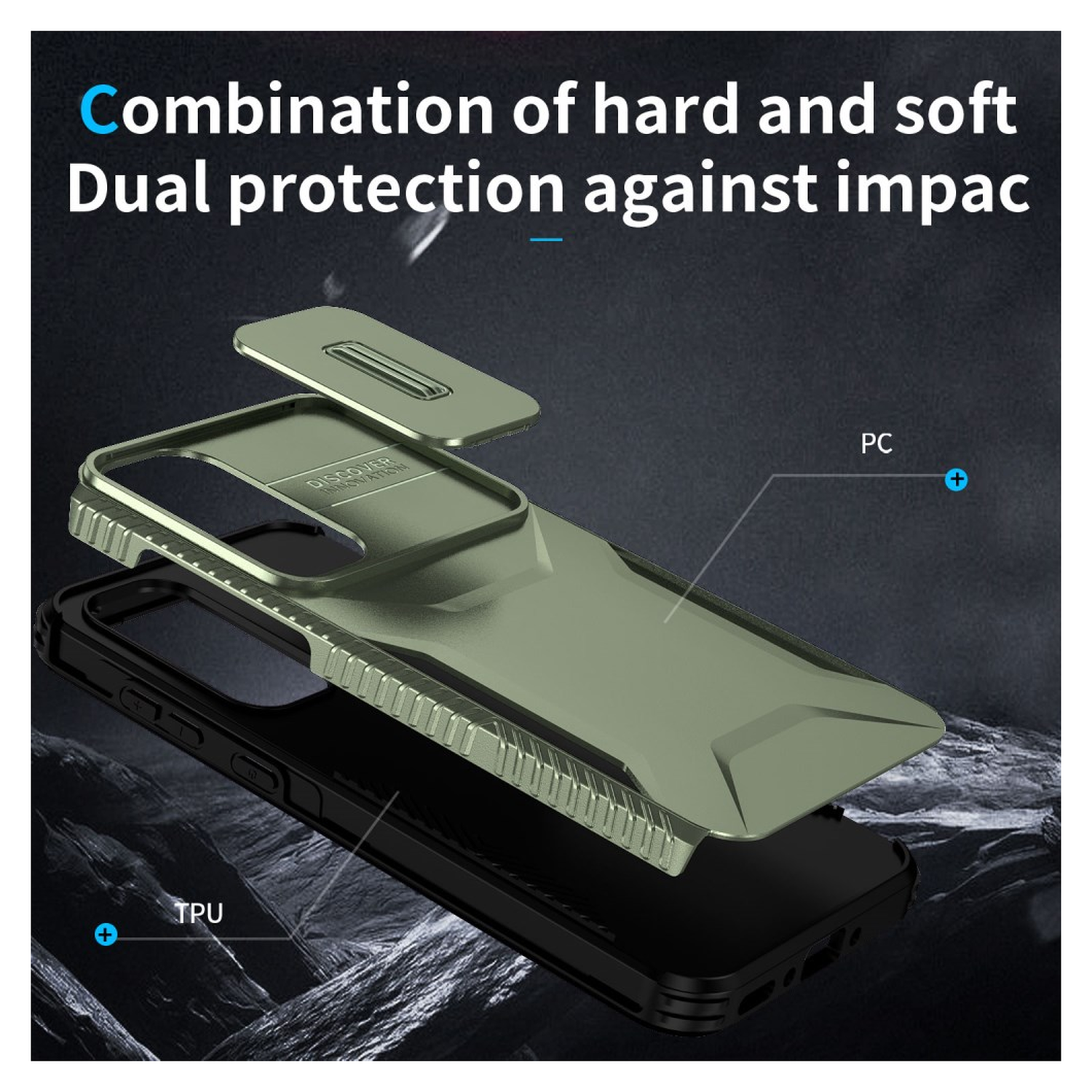 Samsung Galaxy A35 Hoesje Camera Slider Back Cover Schokbestendig Groen afbeelding 6