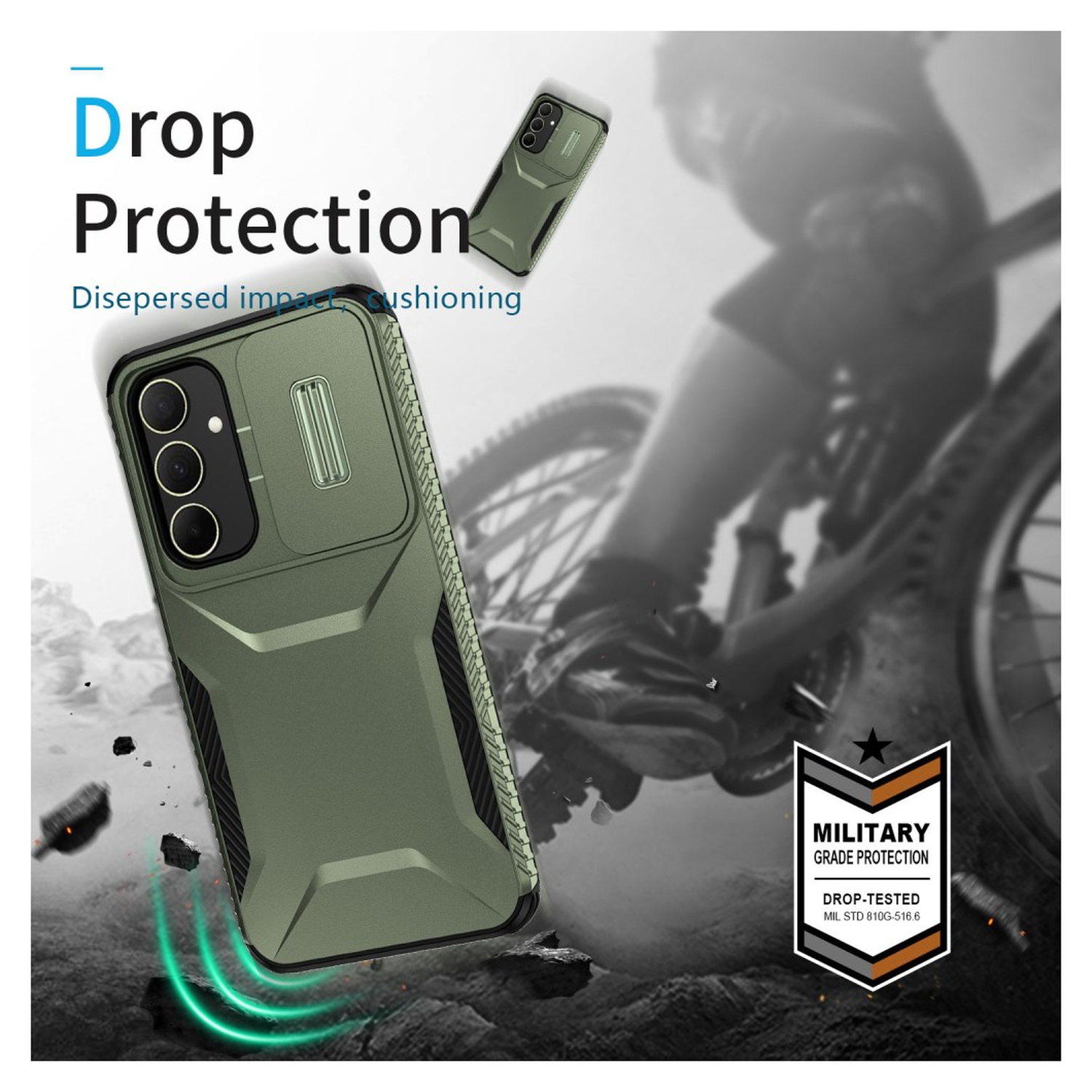 Samsung Galaxy A35 Hoesje Camera Slider Back Cover Schokbestendig Groen afbeelding 8