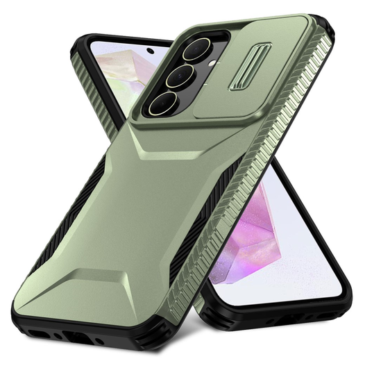 Samsung Galaxy A35 Hoesje Camera Slider Back Cover Schokbestendig Groen afbeelding 2