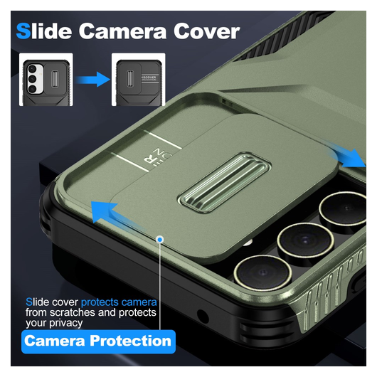 Samsung Galaxy A35 Hoesje Camera Slider Back Cover Schokbestendig Groen afbeelding 7