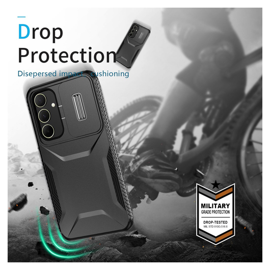 Samsung Galaxy A35 Hoesje Camera Slider Back Cover Schokbestendig Zwart afbeelding 5