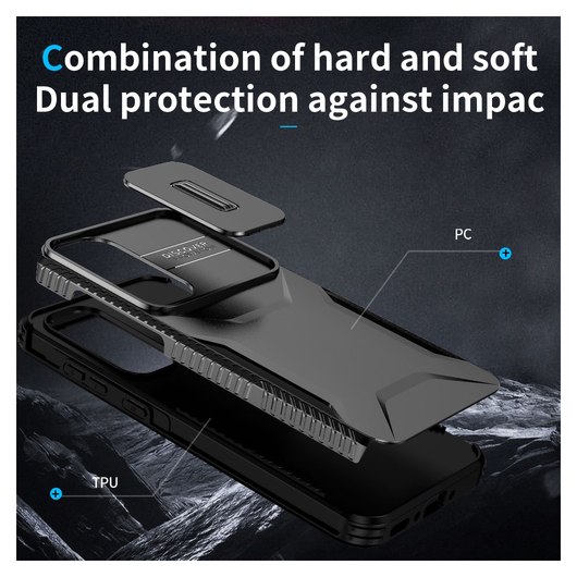 Samsung Galaxy A35 Hoesje Camera Slider Back Cover Schokbestendig Zwart afbeelding 8