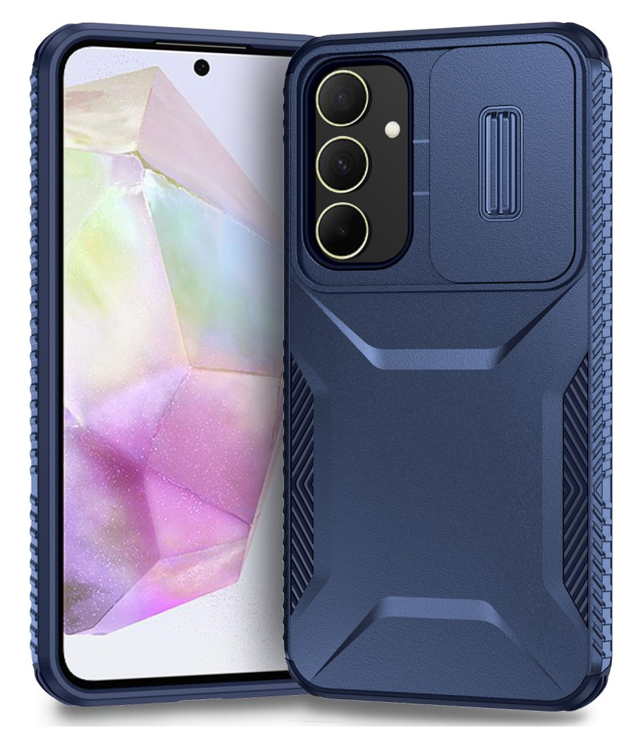 Samsug Galaxy A35 Hoesje Camera Slider Back Cover Schokbestendig Blauw afbeelding 1