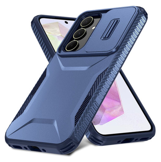 Samsug Galaxy A35 Hoesje Camera Slider Back Cover Schokbestendig Blauw afbeelding 2