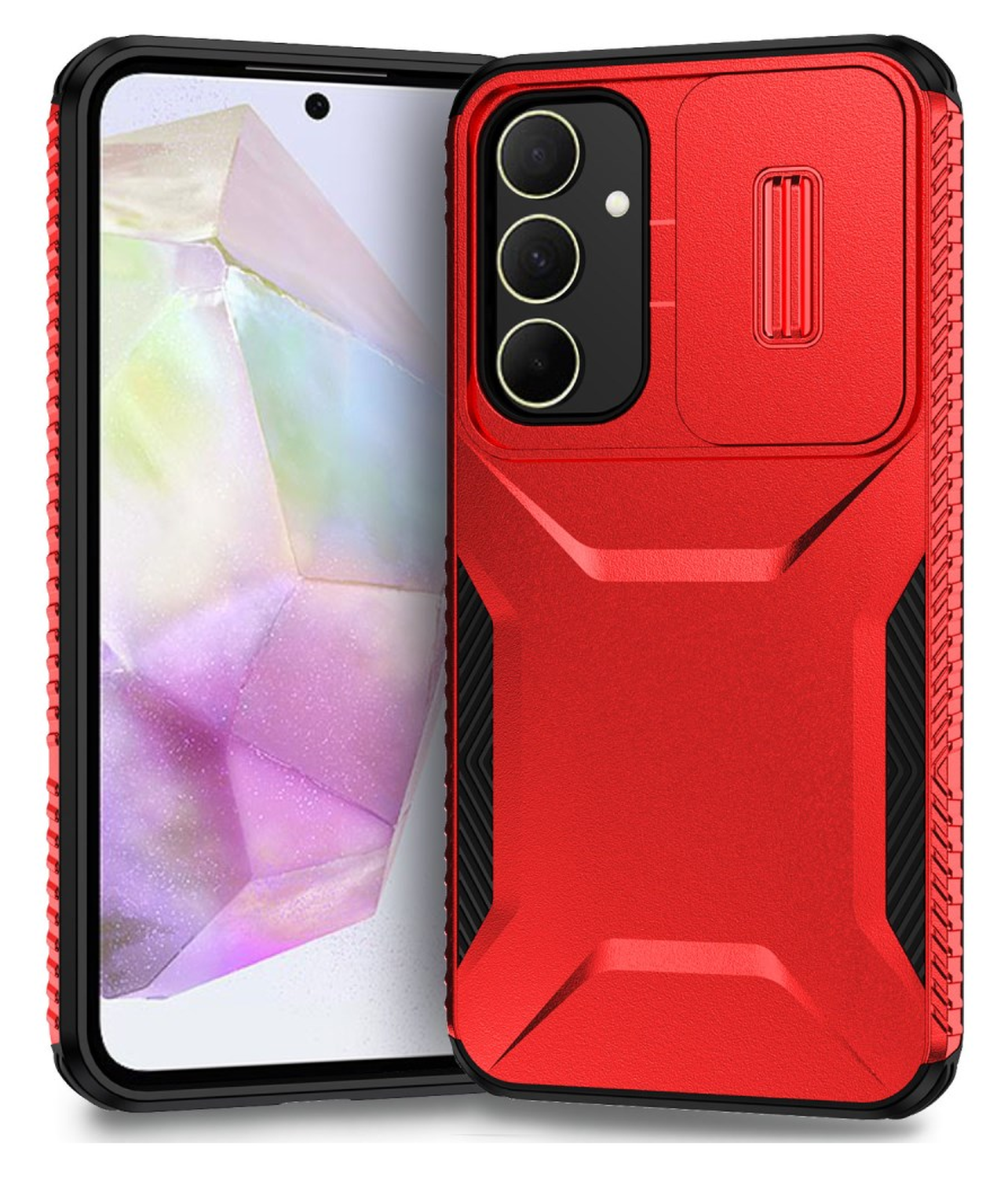 Samsung Galaxy A35 Hoesje Camera Slider Back Cover Schokbestendig Rood afbeelding 1