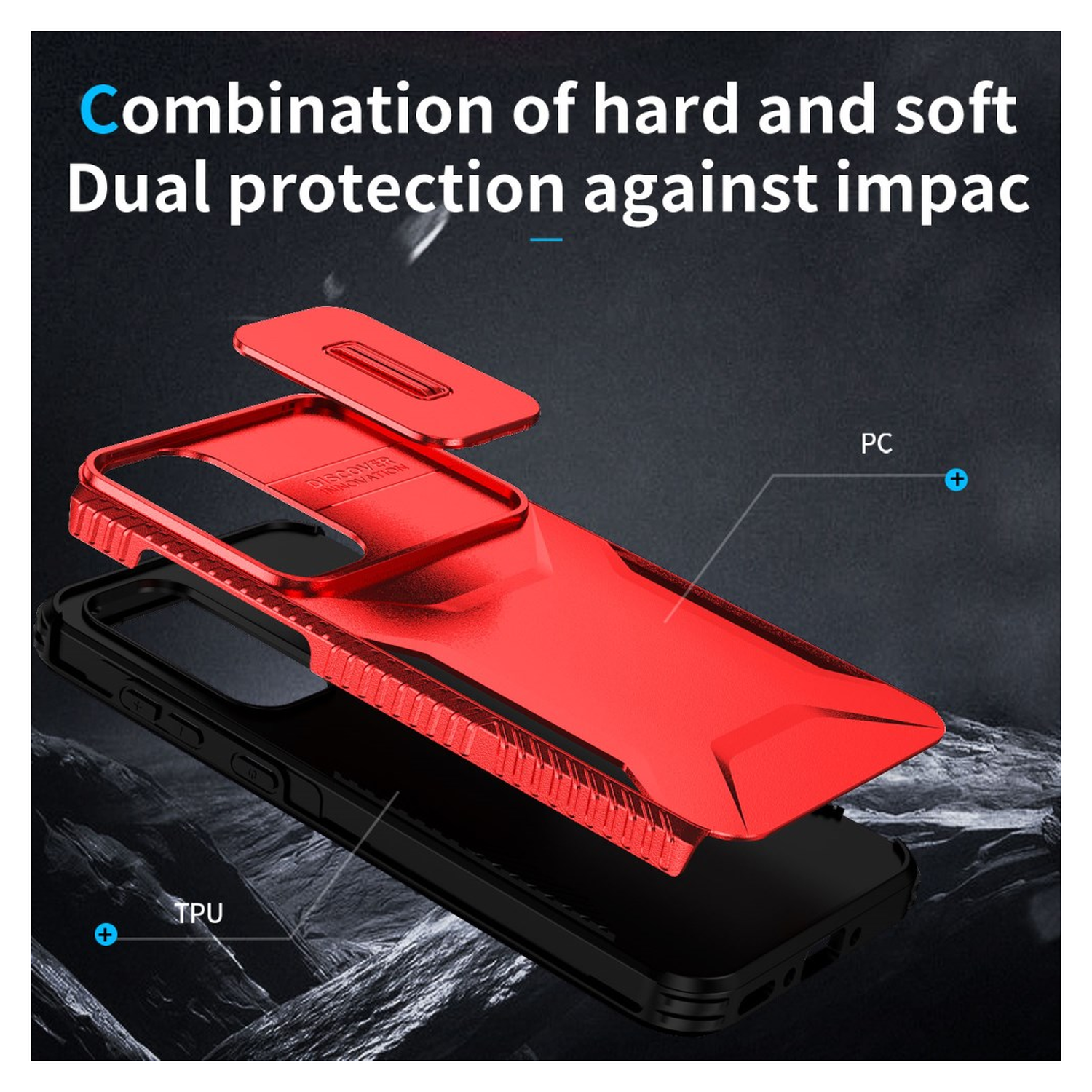 Samsung Galaxy A35 Hoesje Camera Slider Back Cover Schokbestendig Rood afbeelding 6