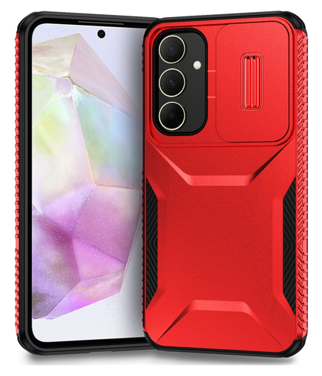 Samsung Galaxy A35 Hoesje Camera Slider Back Cover Schokbestendig Rood afbeelding 1
