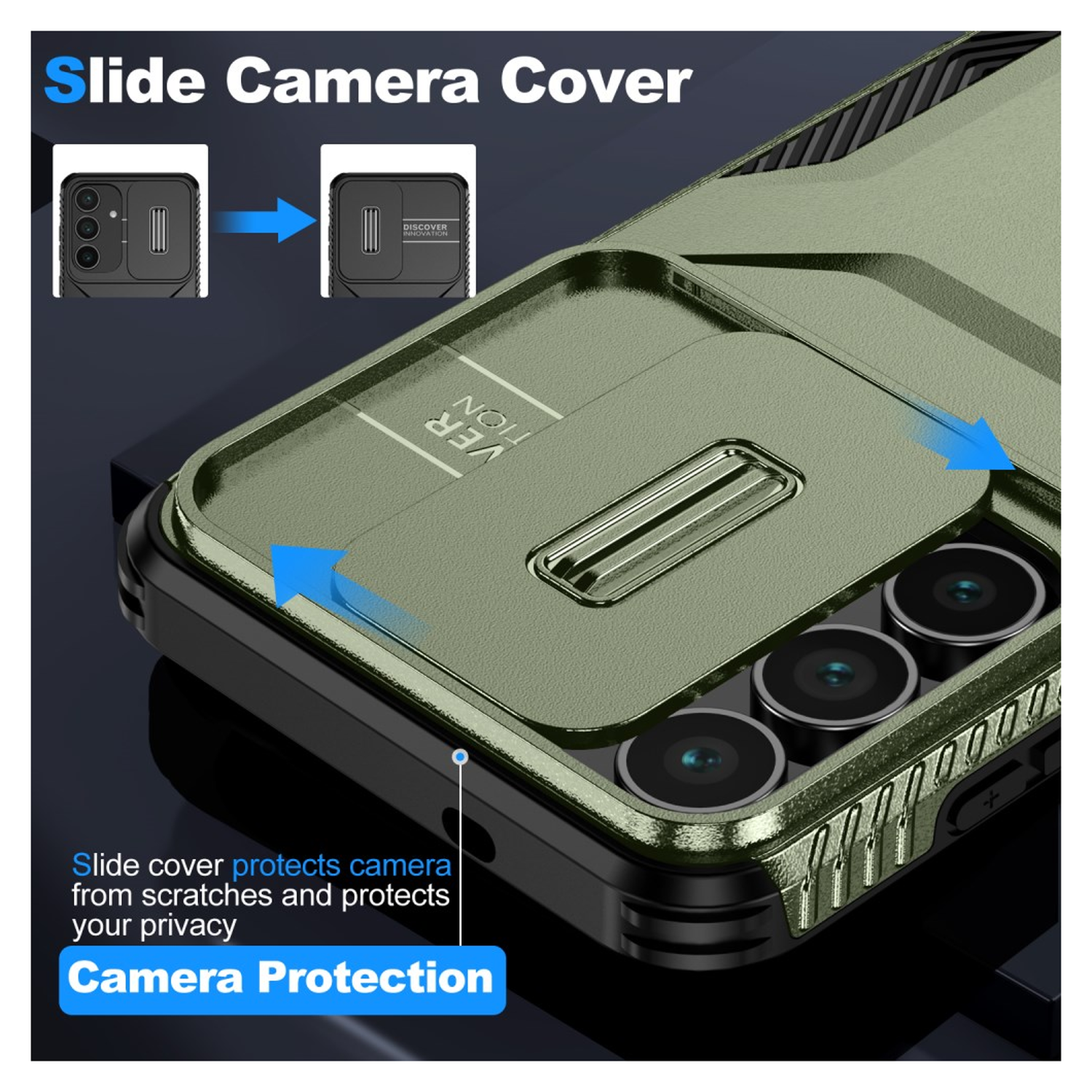 Samsung Galaxy S25 FE Hoesje Camera Slider Back Cover Schokbestendig Groen afbeelding 4