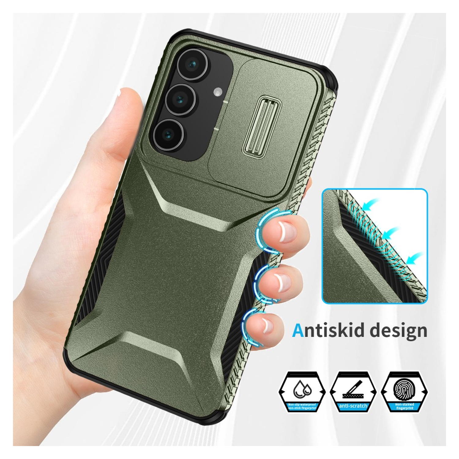 Samsung Galaxy S25 FE Hoesje Camera Slider Back Cover Schokbestendig Groen afbeelding 7