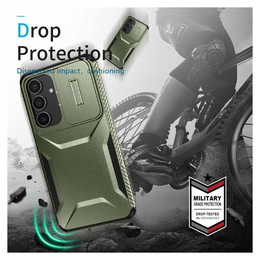 Samsung Galaxy S25 FE Hoesje Camera Slider Back Cover Schokbestendig Groen afbeelding 5