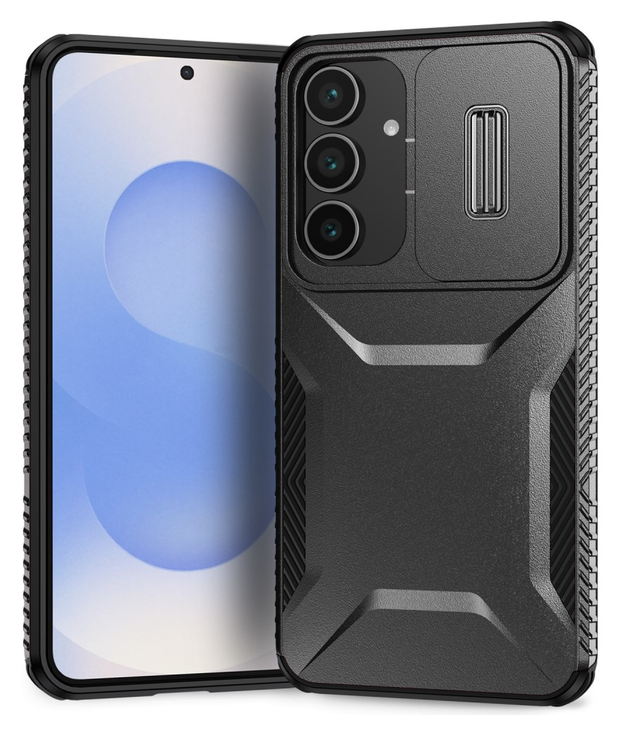 Samsung Galaxy S25 FE Hoesje Camera Slider Back Cover Schokbestendig Zwart afbeelding 2