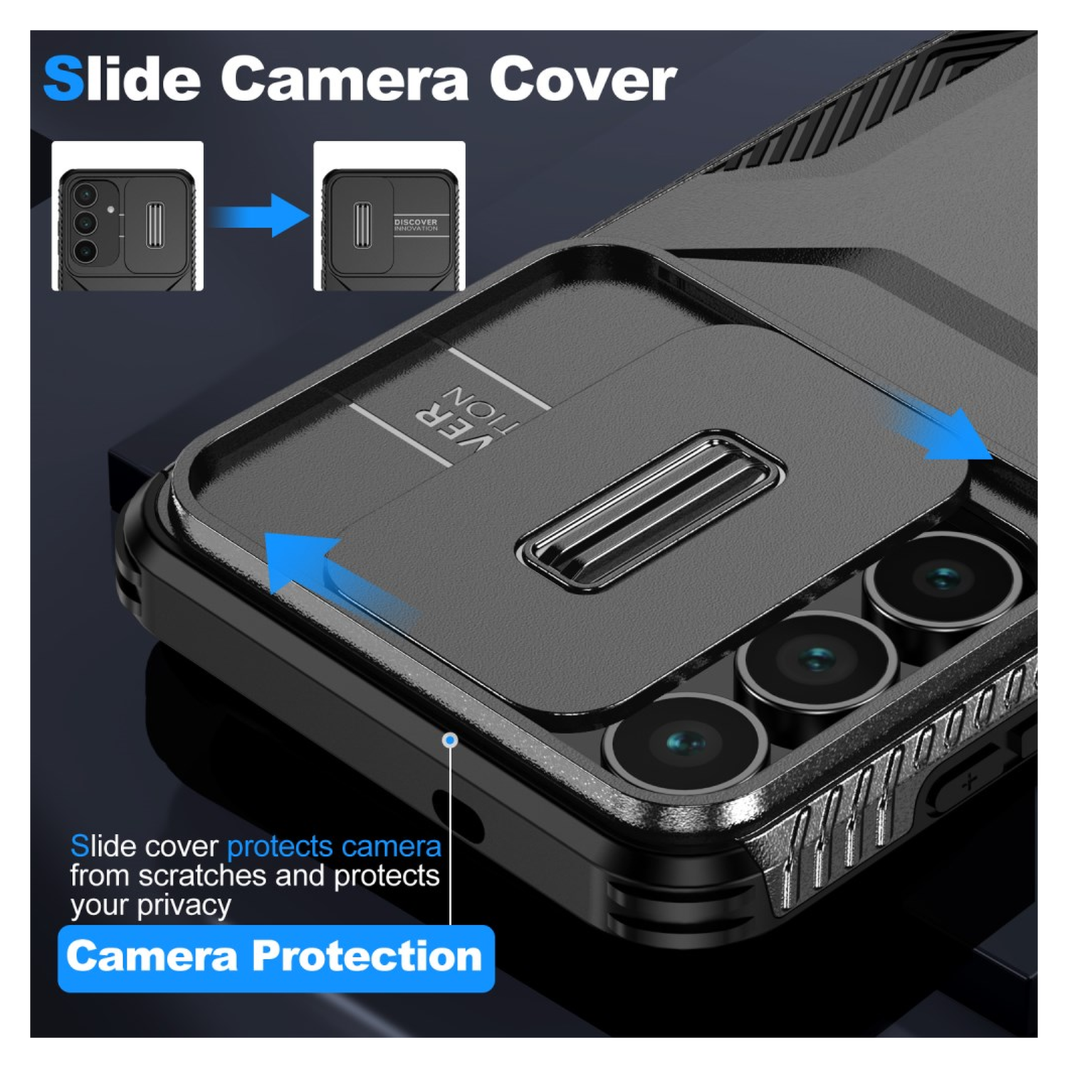 Samsung Galaxy S25 FE Hoesje Camera Slider Back Cover Schokbestendig Zwart afbeelding 4