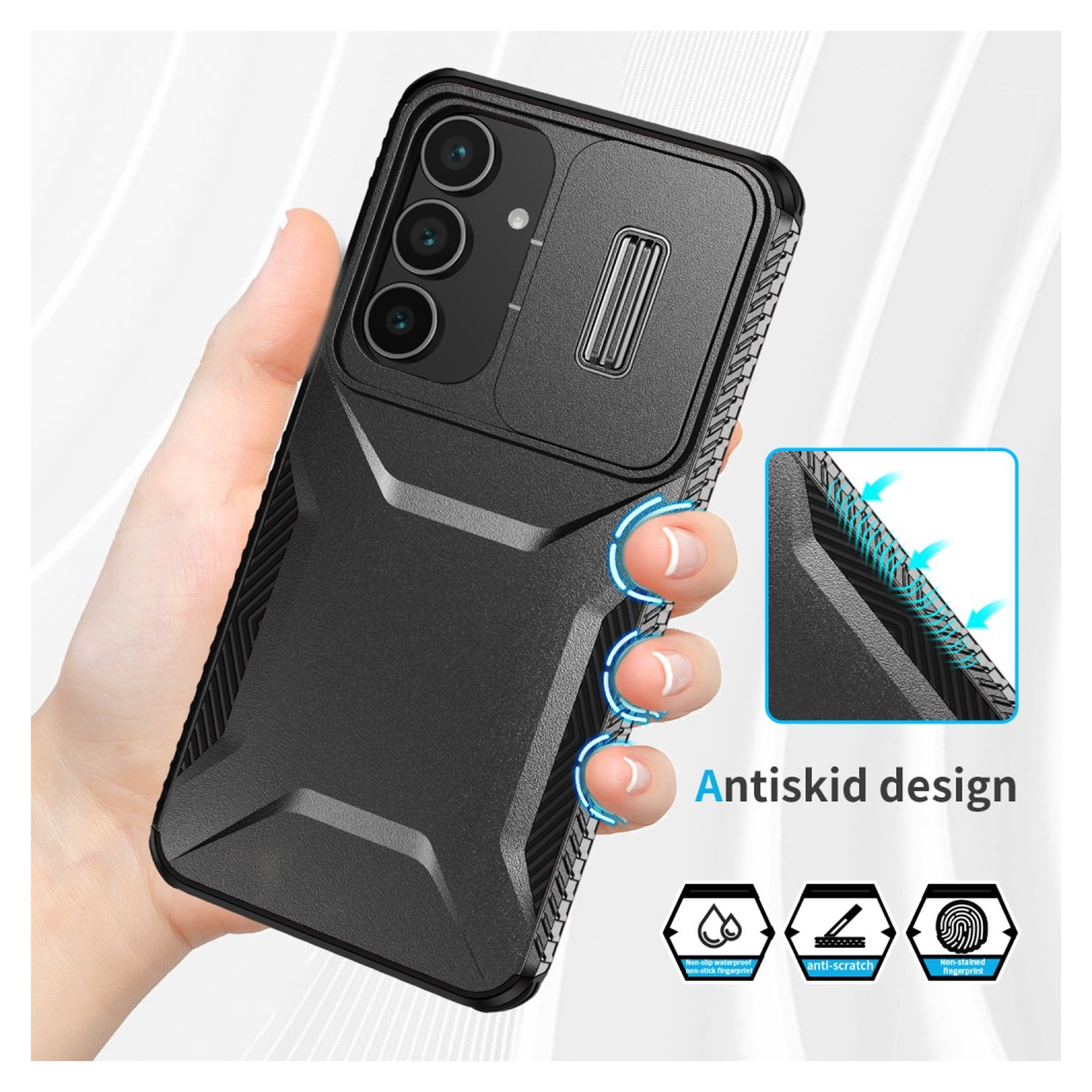 Samsung Galaxy S25 FE Hoesje Camera Slider Back Cover Schokbestendig Zwart afbeelding 7