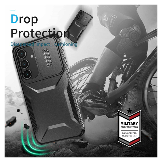 Samsung Galaxy S25 FE Hoesje Camera Slider Back Cover Schokbestendig Zwart afbeelding 5