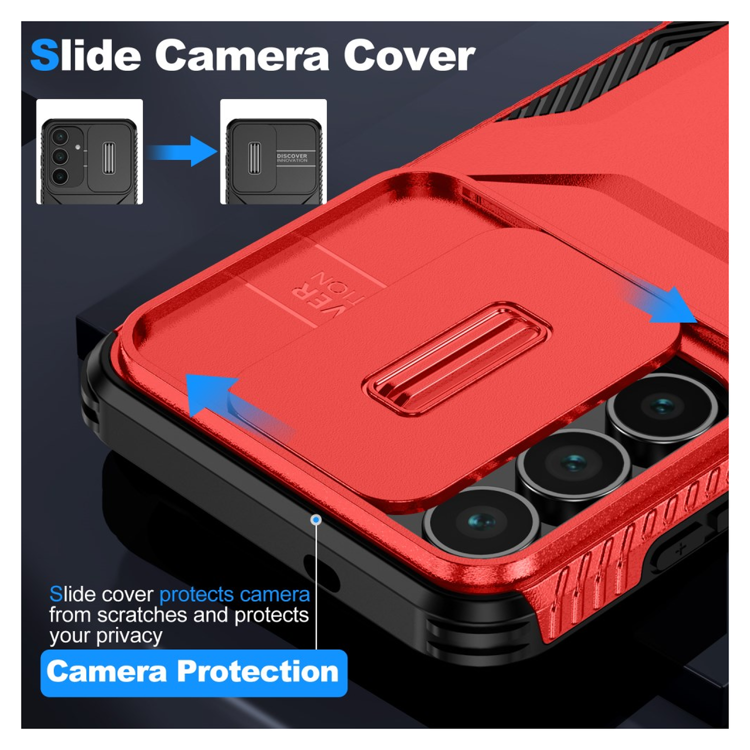 Samsung Galaxy S25 FE Hoesje Camera Slider Back Cover Schokbestendig Rood afbeelding 4