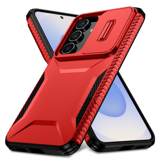 Samsung Galaxy S25 FE Hoesje Camera Slider Back Cover Schokbestendig Rood afbeelding 2