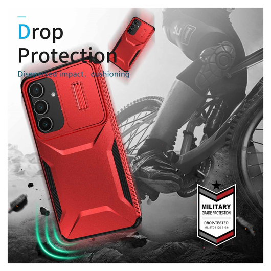 Samsung Galaxy S25 FE Hoesje Camera Slider Back Cover Schokbestendig Rood afbeelding 5