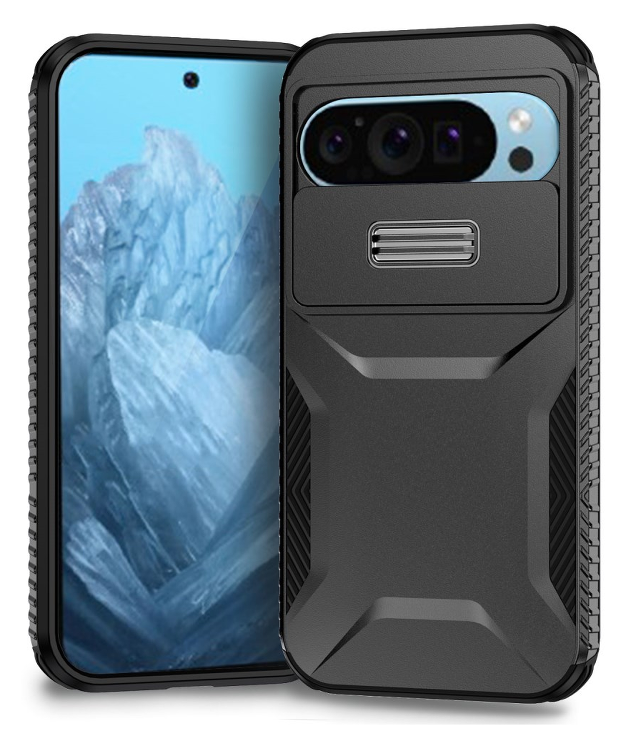 Googl Pixel 10 Pro / 9 Pro Hoesje Camera Slider Back Cover Schokbestendig Zwart afbeelding 1