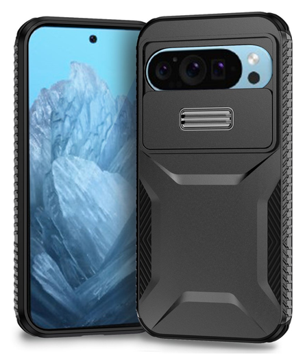 Googl Pixel 10 Pro / 9 Pro Hoesje Camera Slider Back Cover Schokbestendig Zwart afbeelding 1