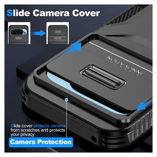 Googl Pixel 10 Pro / 9 Pro Hoesje Camera Slider Back Cover Schokbestendig Zwart afbeelding 4