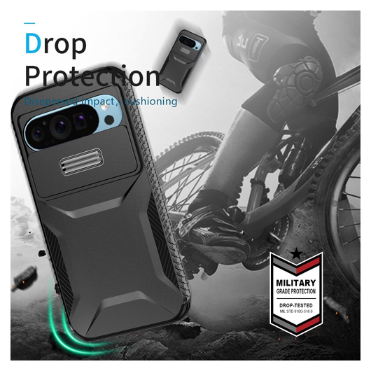 Googl Pixel 10 Pro / 9 Pro Hoesje Camera Slider Back Cover Schokbestendig Zwart afbeelding 5